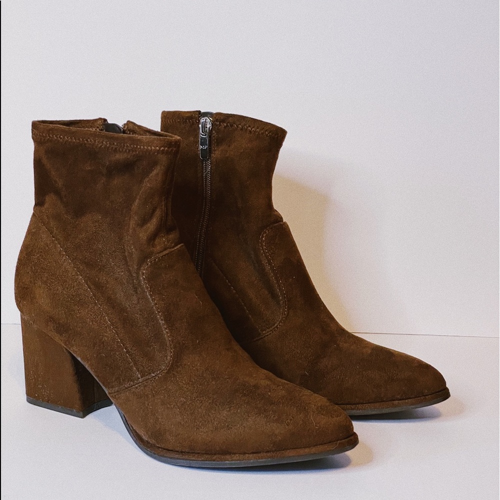 Marc Fisher Brown Suede Sock Booties